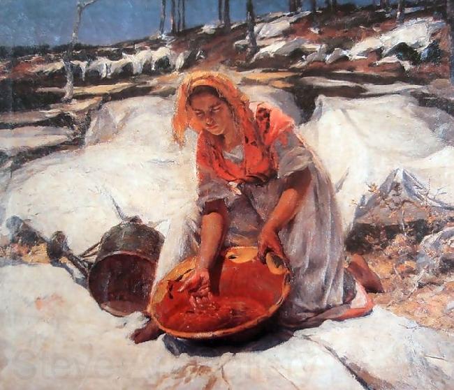 Jose Malhoa Dying the clothes Spain oil painting art